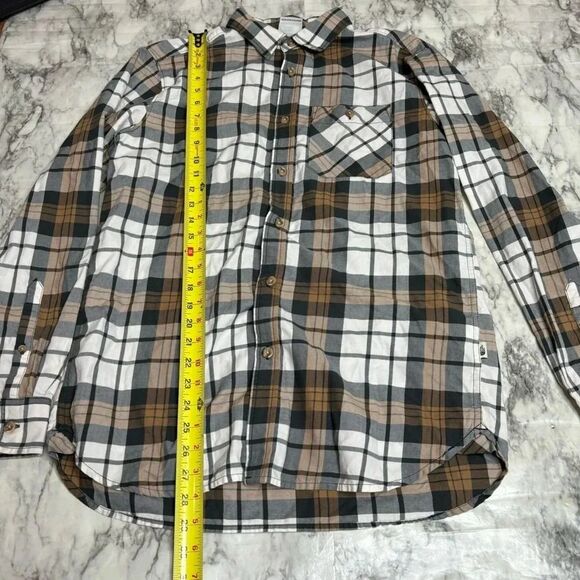 North Face Long Sleeve Casual Button Down Tan Grey White size medium men’s plaid - Picture 6 of 8